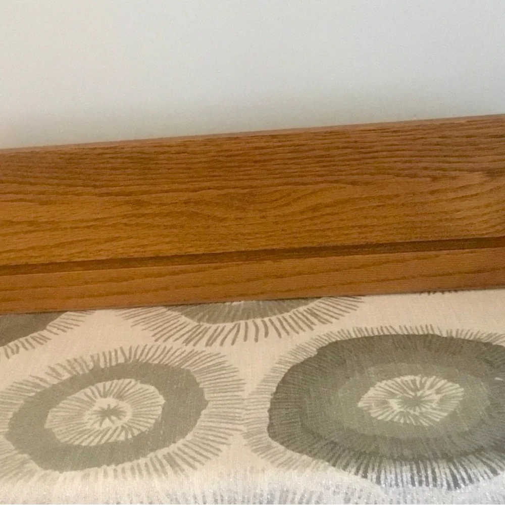 Solid oak dish display decorative farmhouse wall shelf reversible 24”